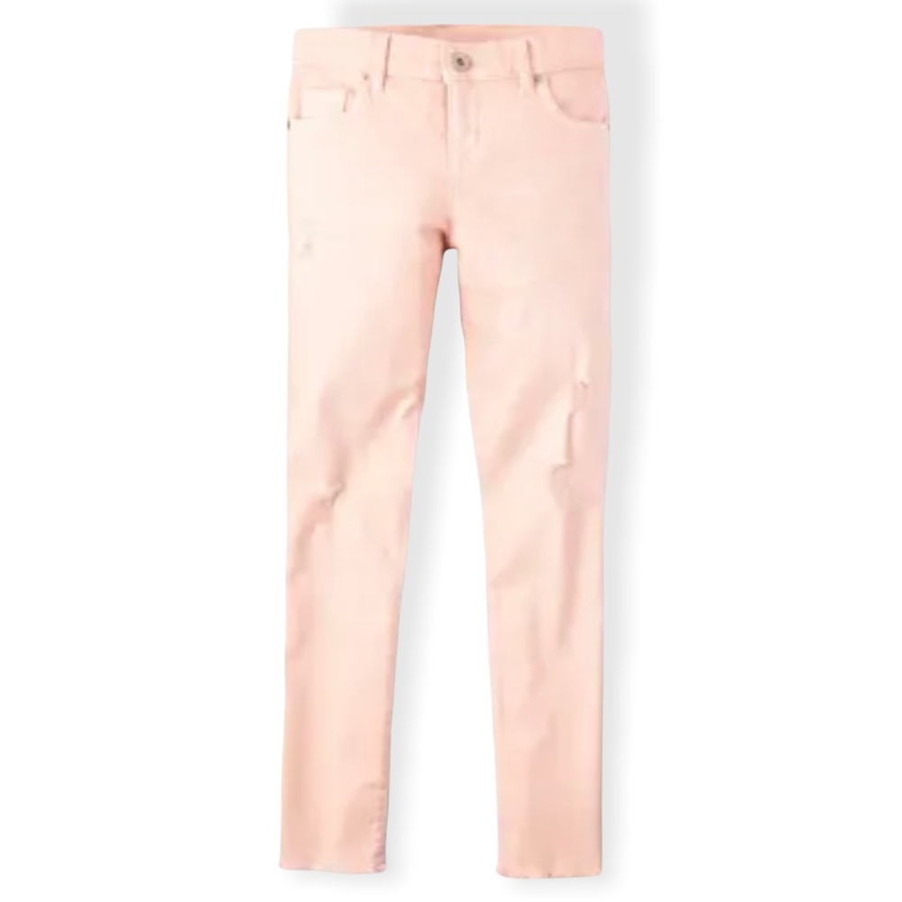 The Children's Place Girls' Frayed Hem Distressed Denim Skinny Jeans Pink